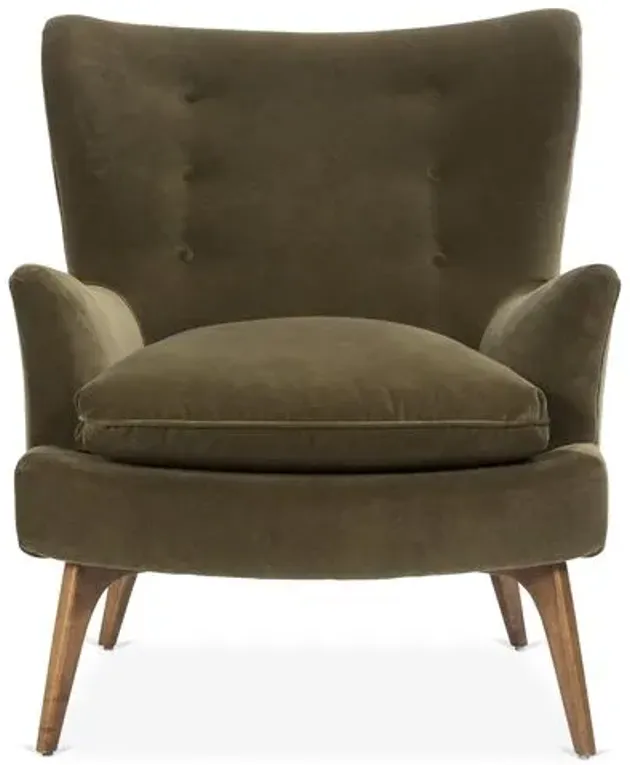 Sonja Velvet Accent Chair - Kim Salmela - Handcrafted - Green, Comfortable, Durable, Velvet Upholstery