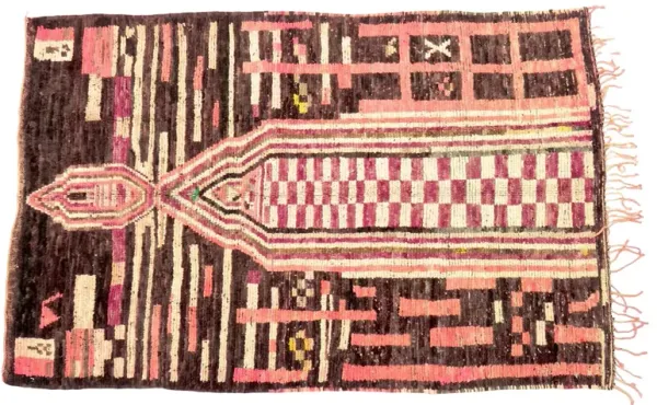 Lavendar and Chocolate Boujad Berber Rug - Habibi Imports - Pink - Pink