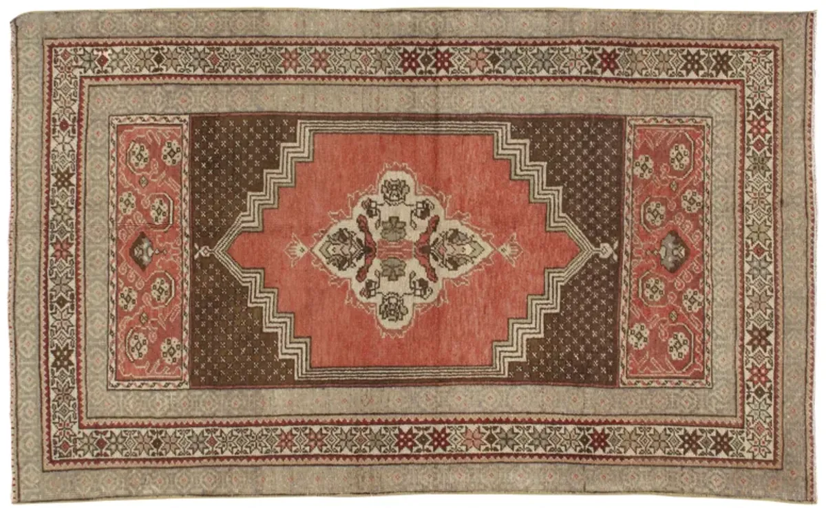 Turkish Oushak Rug 3'4 x 5'2 - Red - Red