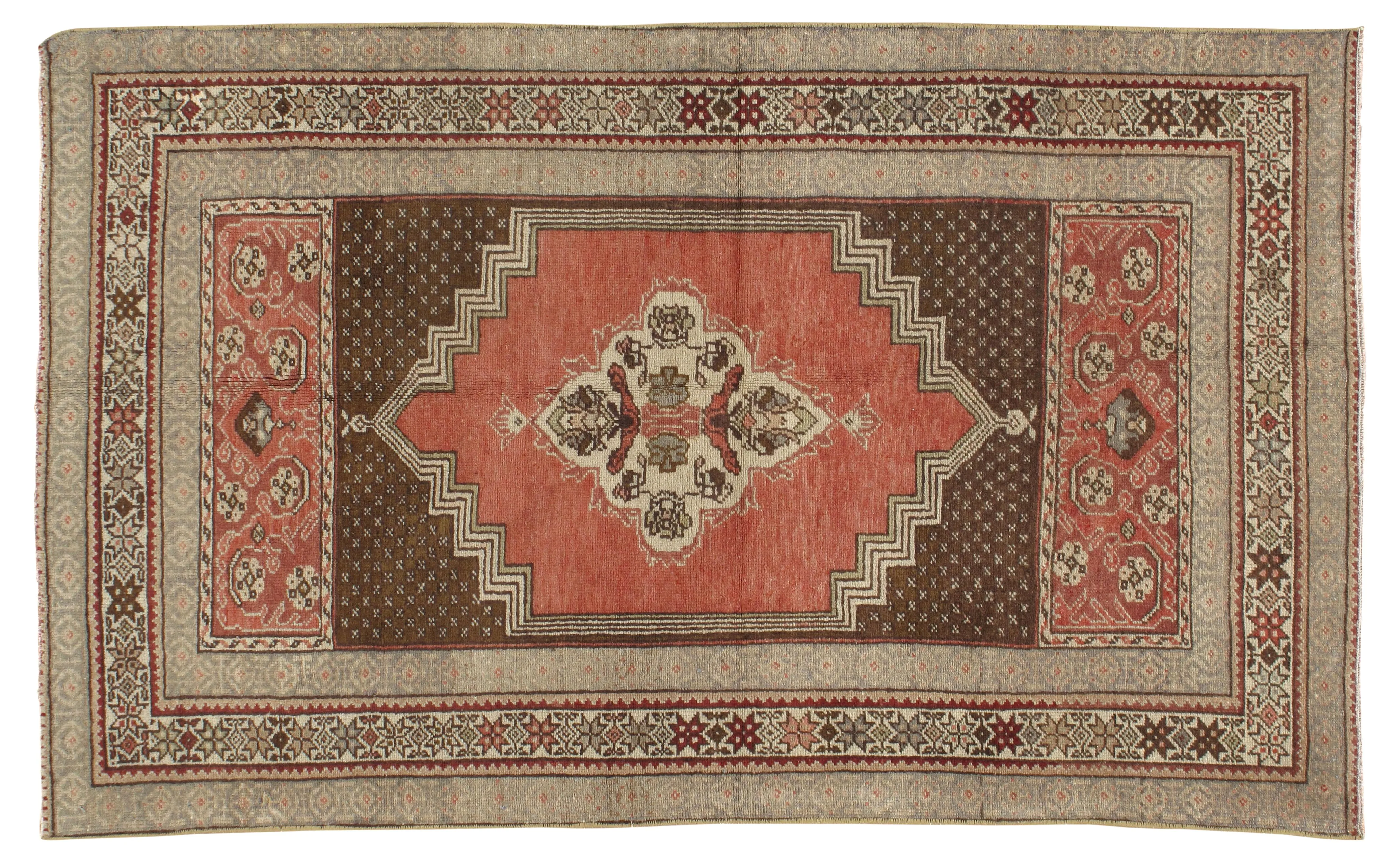 Turkish Oushak Rug 3'4 x 5'2 - Red - Red