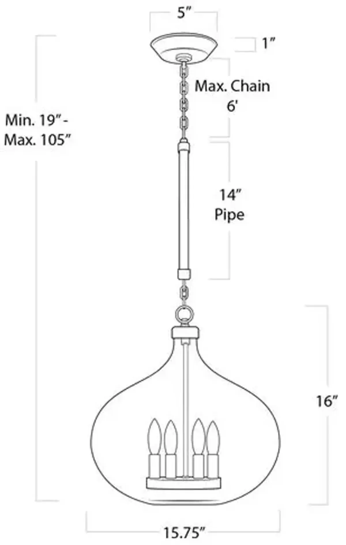 Dover Pendant - Natural Brass - Regina Andrew - Clear