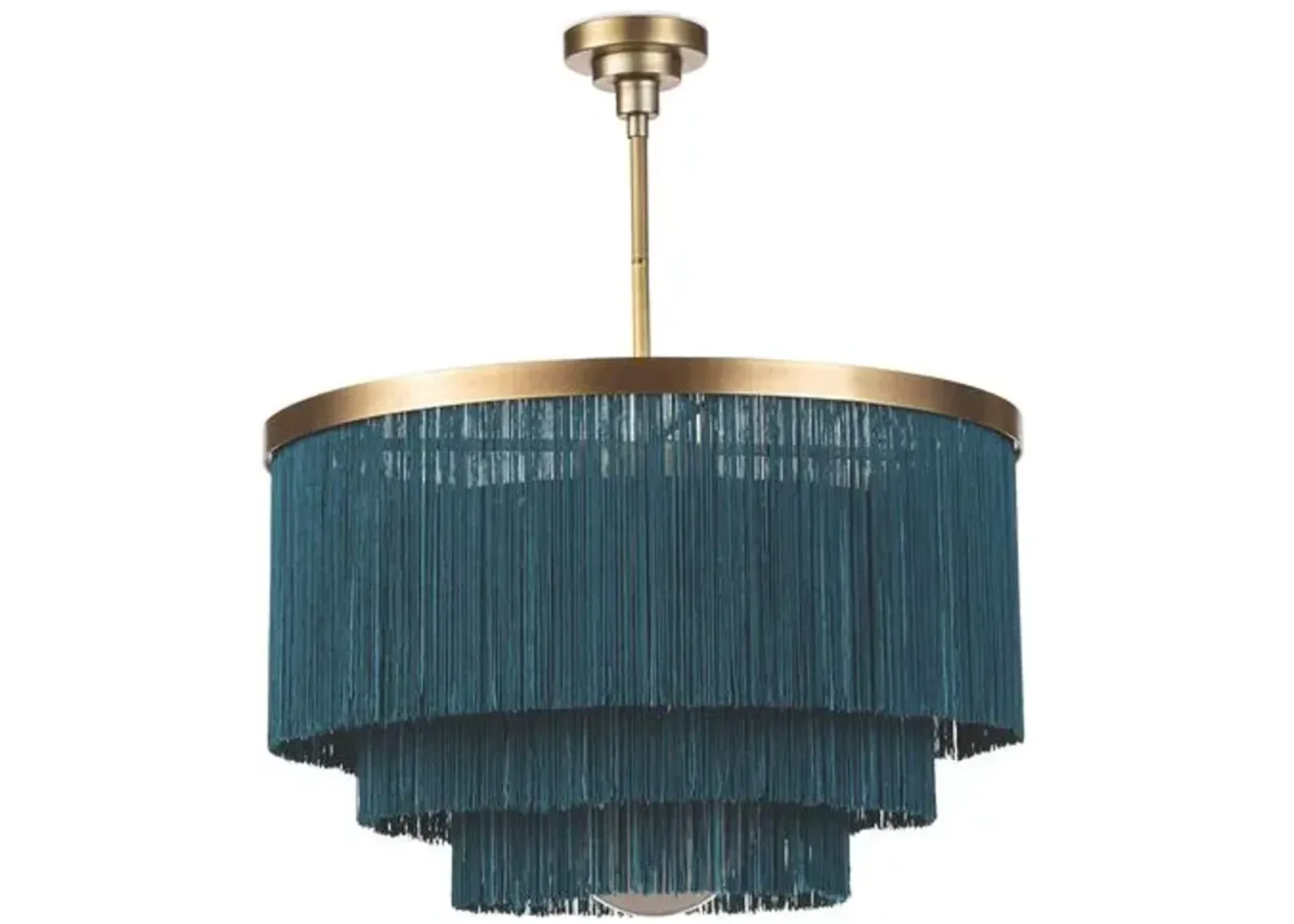 Cabaret Fringe Chandelier - Natural Brass - Regina Andrew - Blue