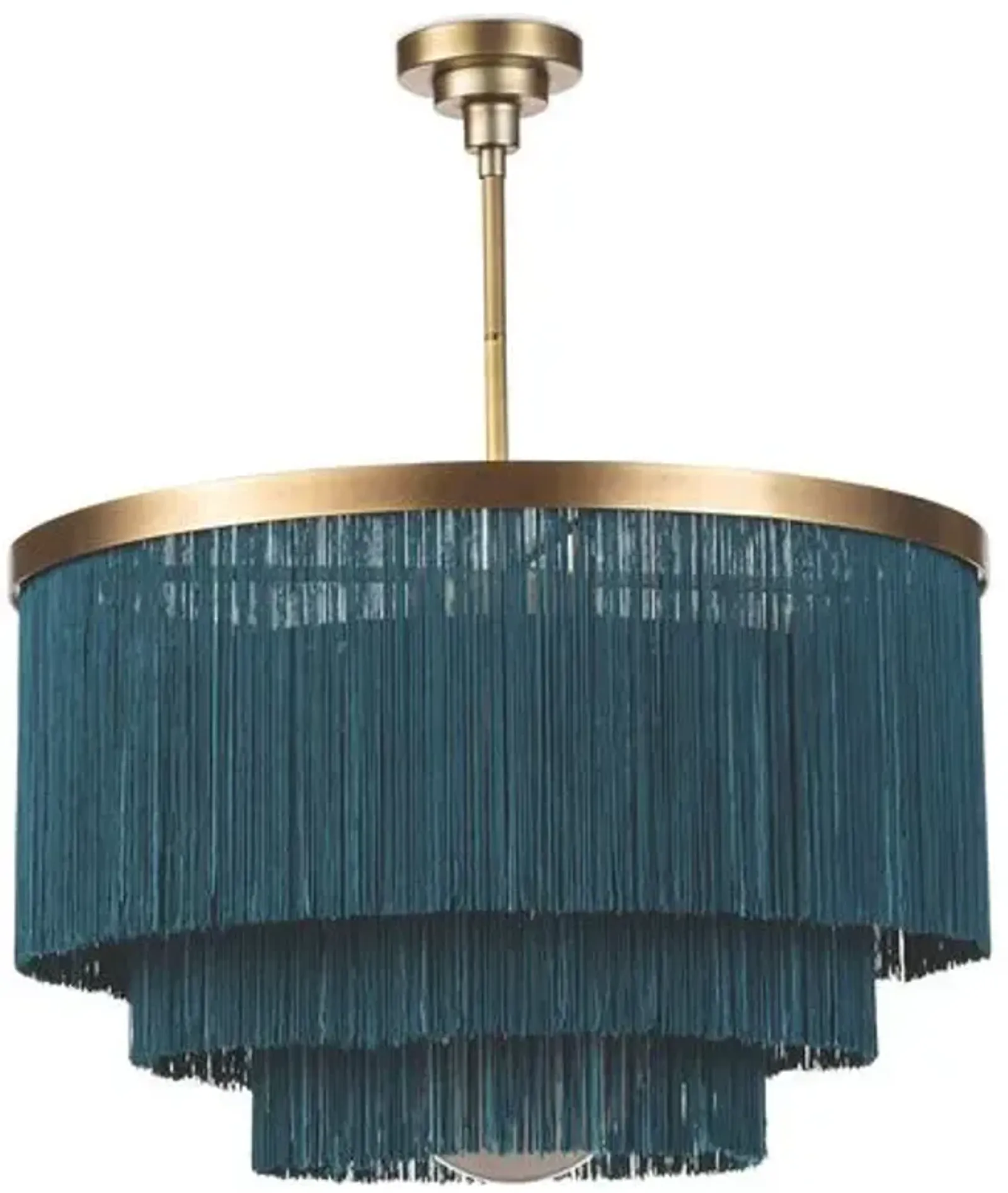 Cabaret Fringe Chandelier - Natural Brass - Regina Andrew - Blue