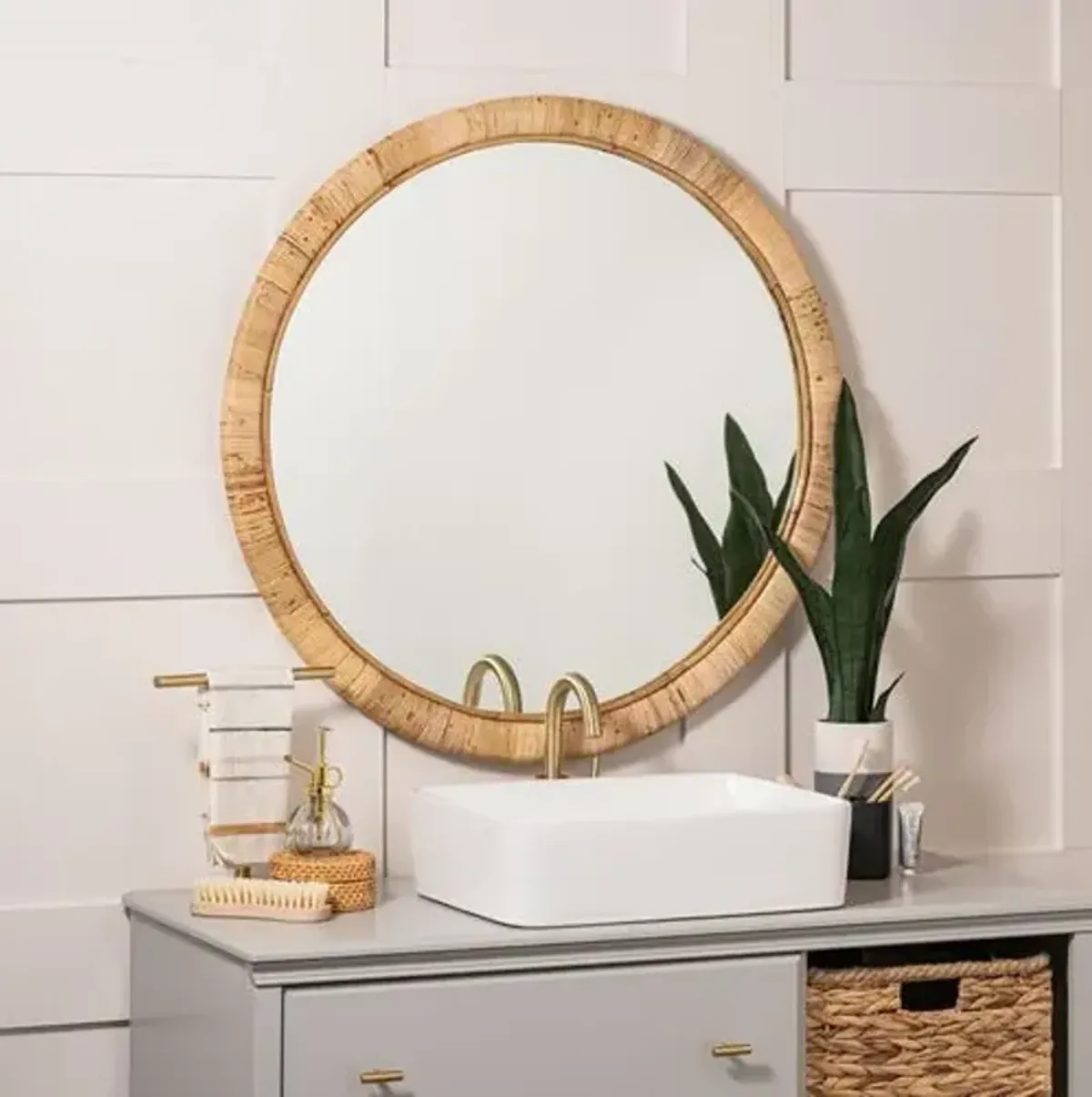 Blaise 36" Wall Mirror - Natural Rattan