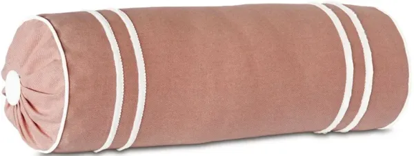 Bree 9x24 Outdoor Bolster Pillow, Melon/White