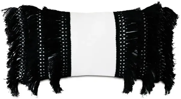 Callie Outdoor Lumbar Pillow, White/Black