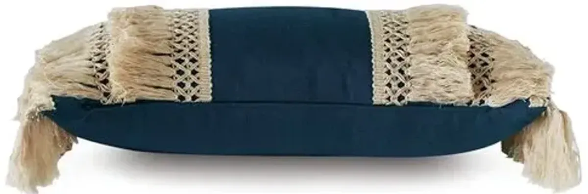 Callie Outdoor Lumbar Pillow - Indigo/Natural