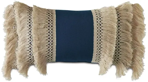 Callie Outdoor Lumbar Pillow, Indigo/Natural