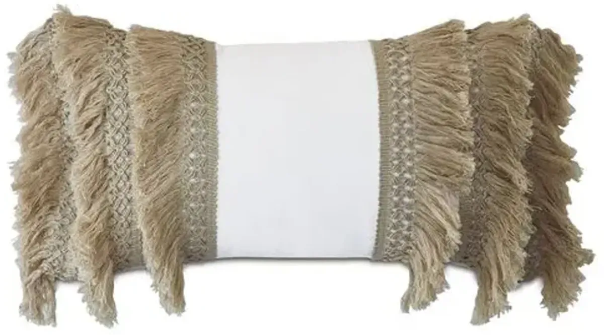 Callie 13x22 Outdoor Lumbar Pillow - White/Natural