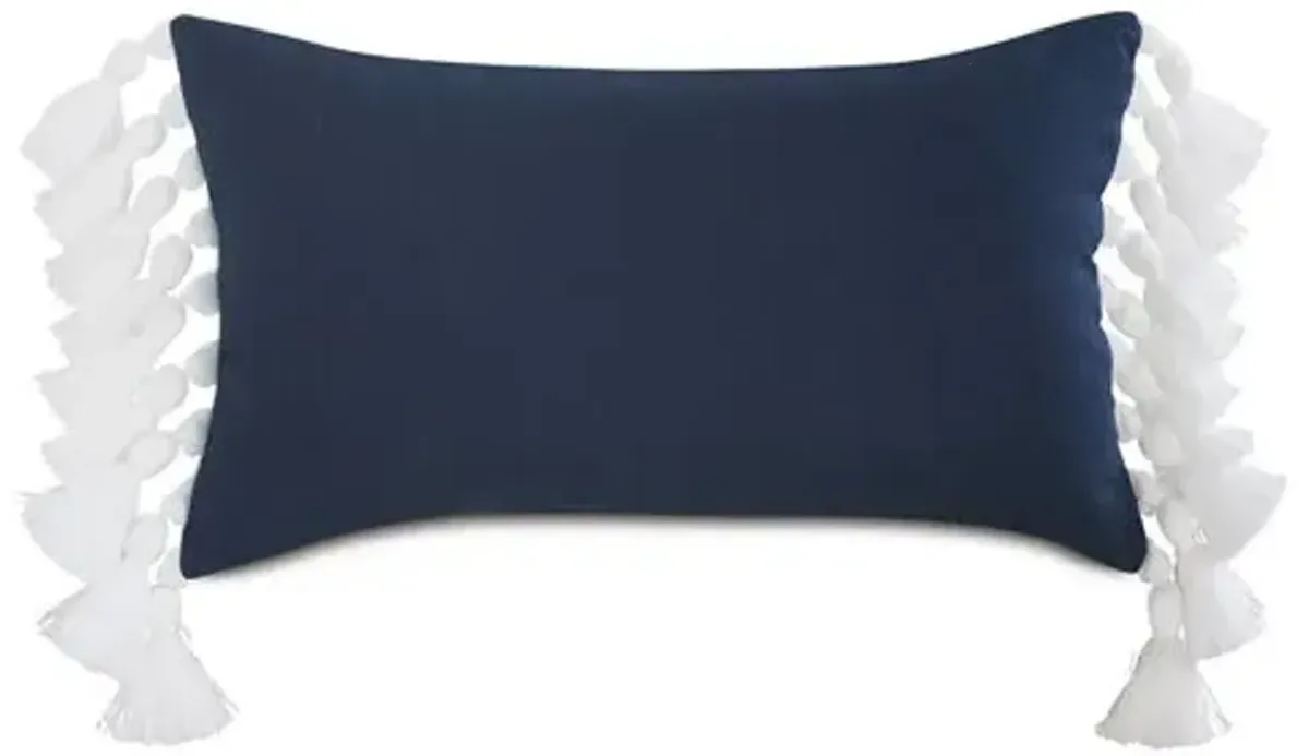 Callie 13x22 Outdoor Lumbar Pillow - Indigo/White