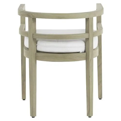 Santa Barbara Outdoor Barrel-Back Chair - Oyster Teak - Summer Classics - White