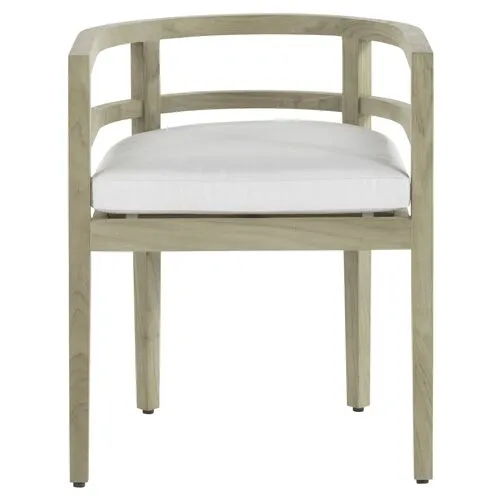 Santa Barbara Outdoor Barrel-Back Chair - Oyster Teak - Summer Classics - White