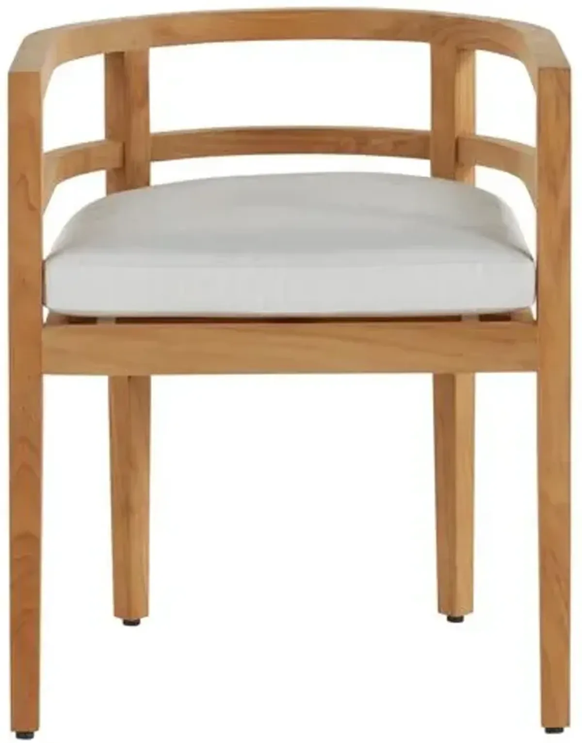 Santa Barbara Outdoor Barrel-Back Chair - Natural Teak - Summer Classics - White