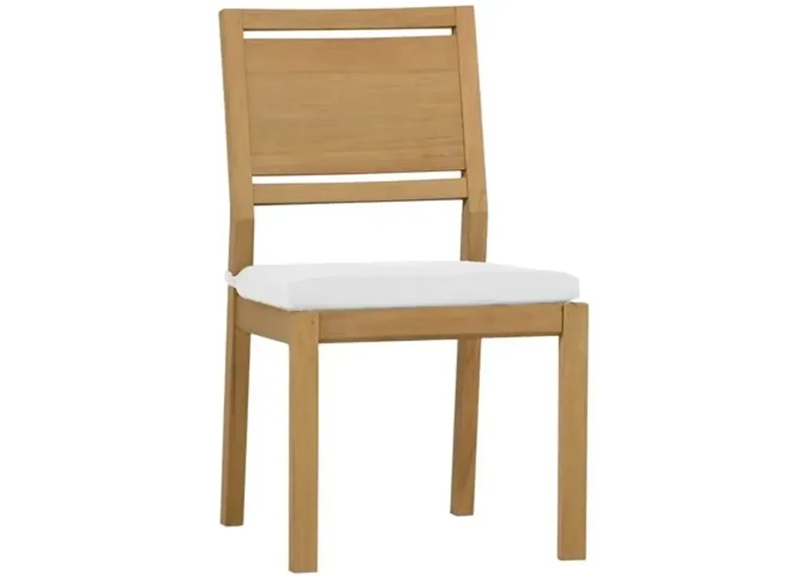 Ashland Outdoor Side Chair - Natural Teak - Summer Classics - White