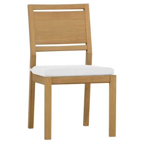 Ashland Outdoor Side Chair - Natural Teak - Summer Classics - White