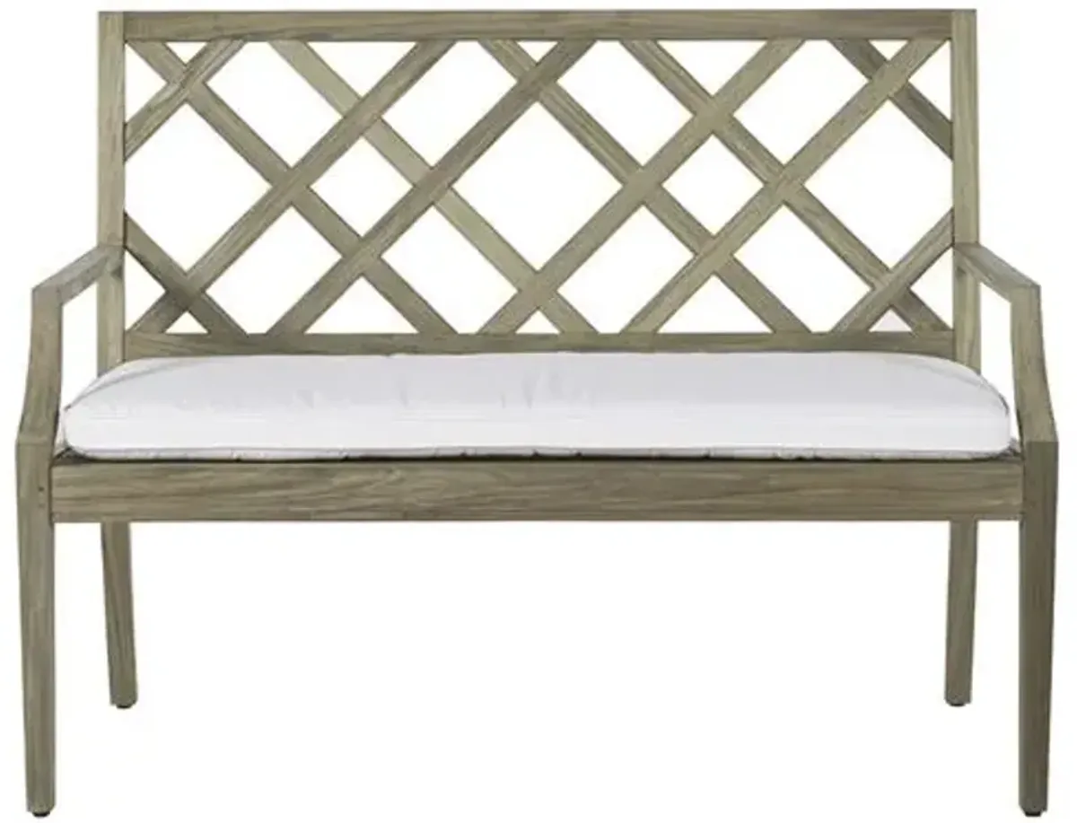 Haley Outdoor Bench - Oyster Teak - Summer Classics - White