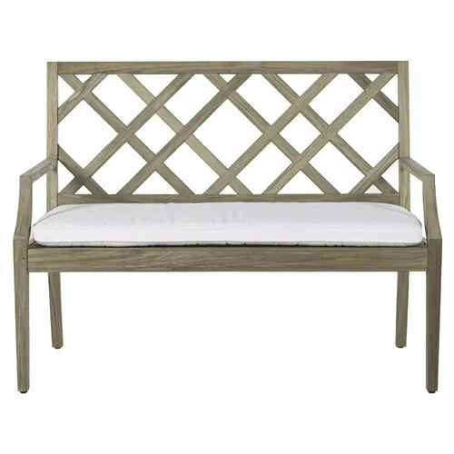 Haley Outdoor Bench - Oyster Teak - Summer Classics - White