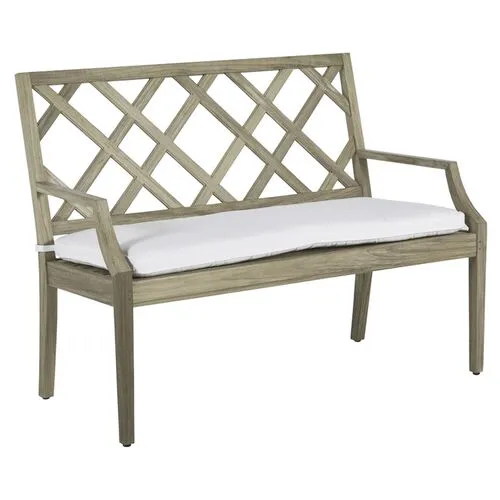 Haley Outdoor Bench - Oyster Teak - Summer Classics - White