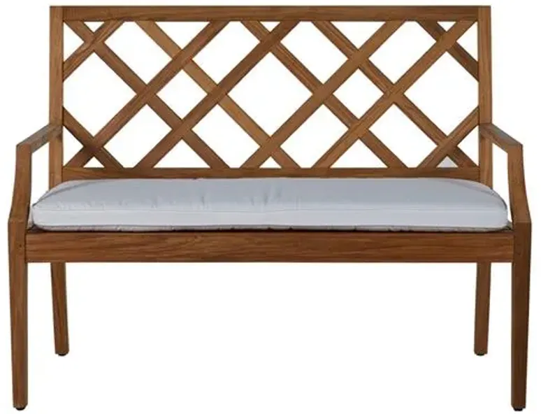 Haley Outdoor Bench - Natural Teak - Summer Classics - White