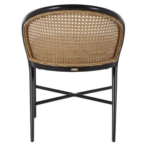 Havana Cane Outdoor Dining Side Chair - Black/Natural - Summer Classics - White