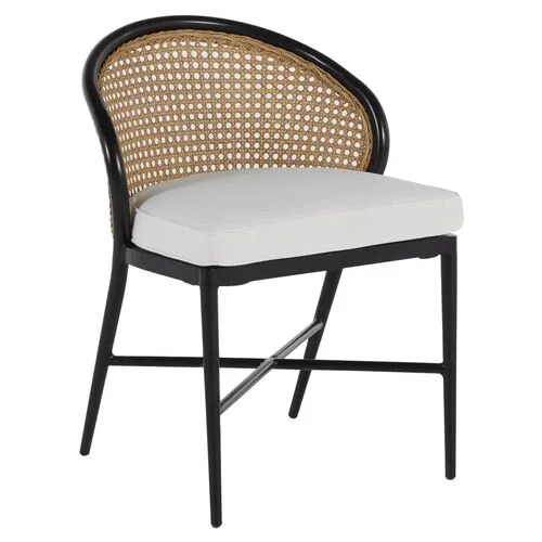 Havana Cane Outdoor Dining Side Chair - Black/Natural - Summer Classics - White