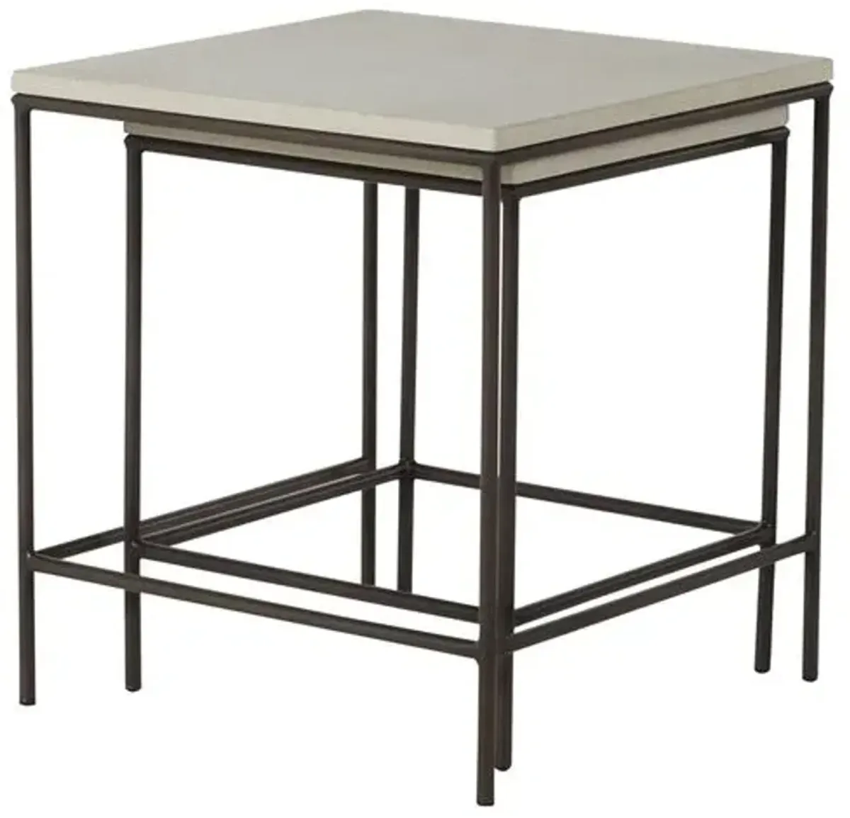 Set of 2 Abby Outdoor Nesting Tables - Charcoal/Travertine - Summer Classics - Ivory