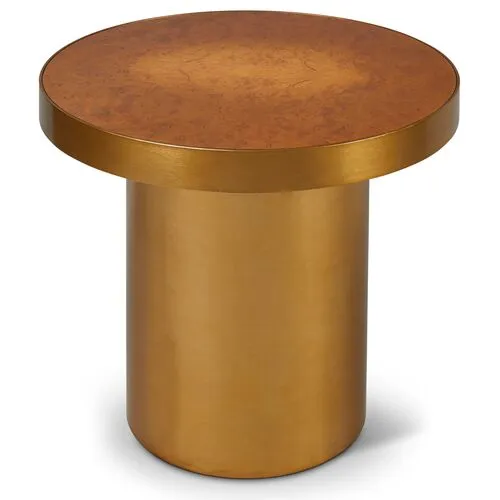 Lara Side Table - Brass - Brown