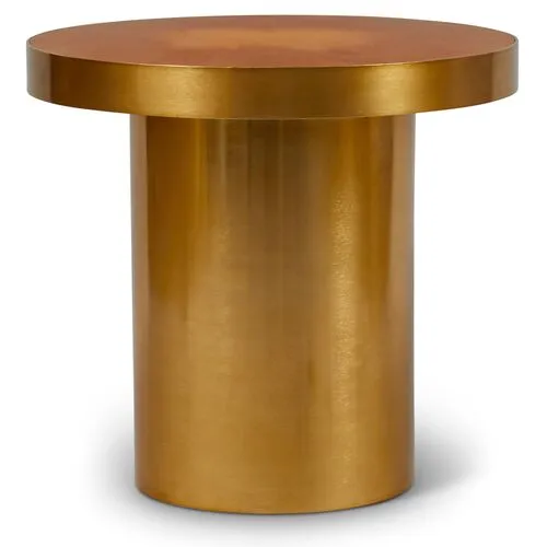 Lara Side Table - Brass - Brown