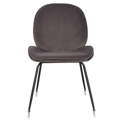 Set of 2 Dauphine Side Chairs - Gravel Velvet - Brown