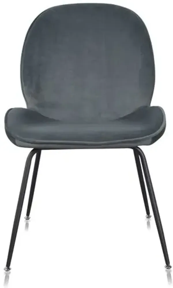 Set of 2 Yara Side Chairs - Velvet - Blue