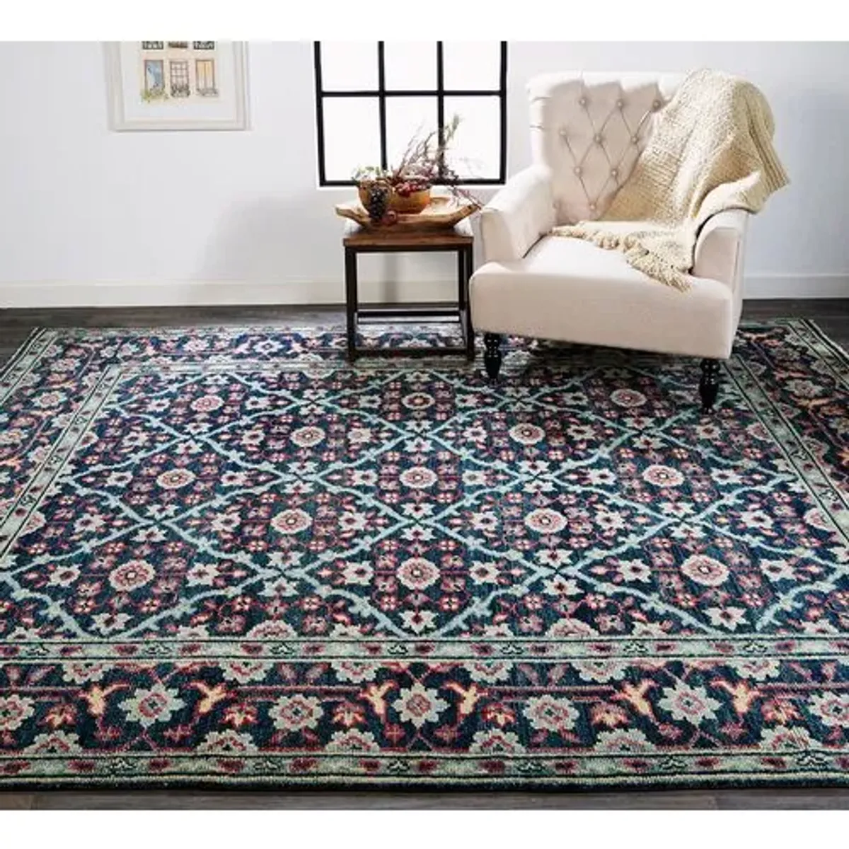 Salena Hand-Knotted Rug - Navy - Blue - Blue