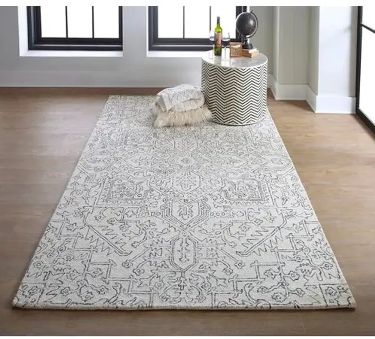 Nola Rug - Ivory/Charcoal - White - White