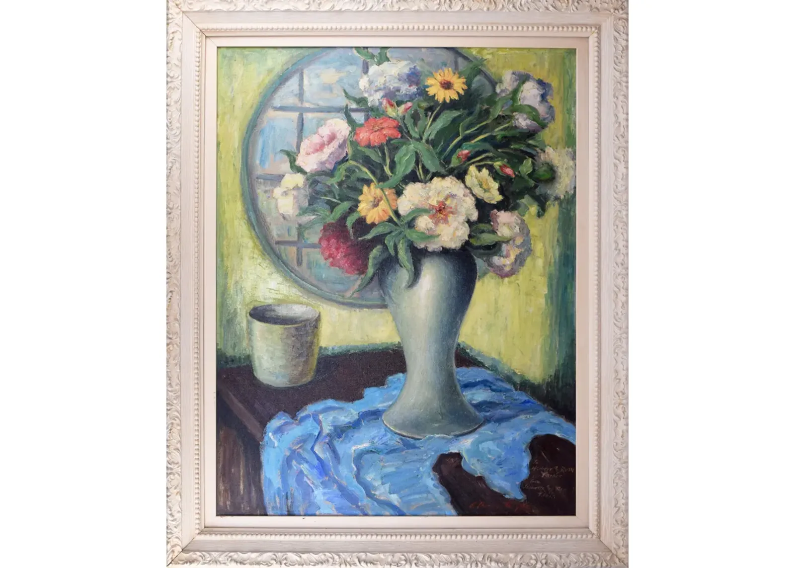 Limited Edition - Vintage Floral Still LIfe Oil Painting - Antiquarian Art Company - Blue