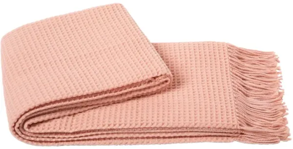 Waffle Weave Blend Throw, Pink