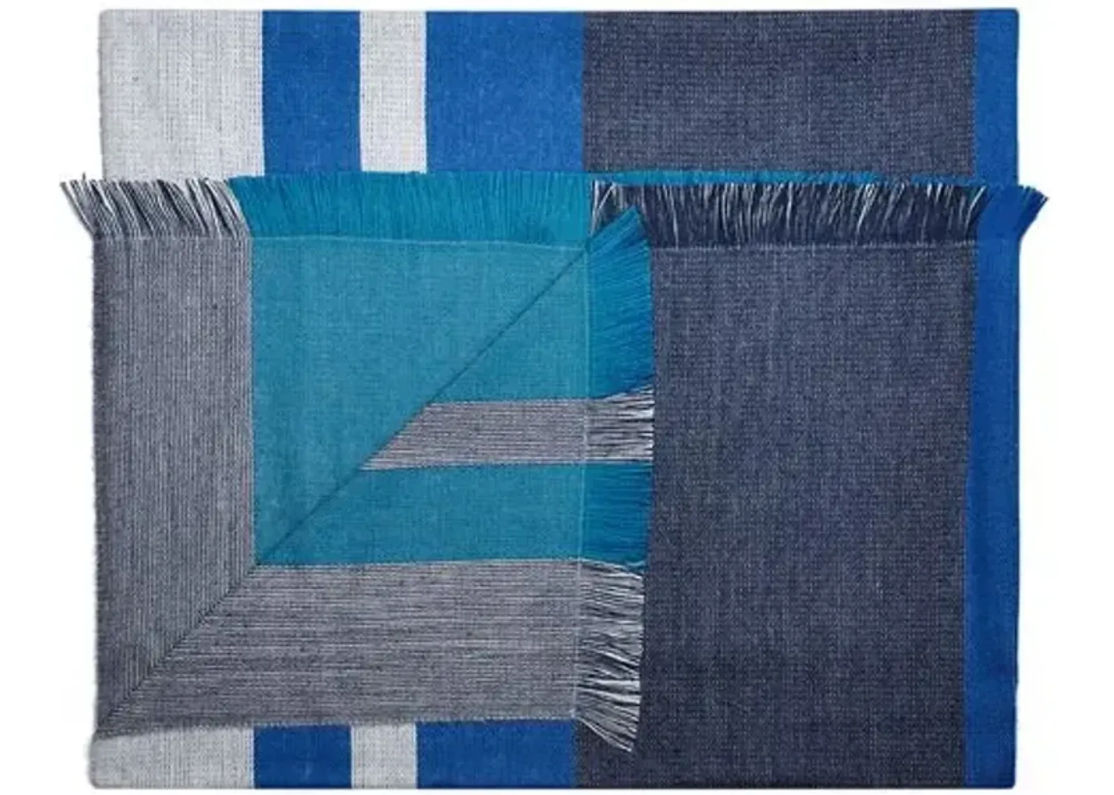 Alpaca-Blend Reversible Throw - Blue Nile - Shupaca - Hypoallergenic, Alpaca Wool, Fringed