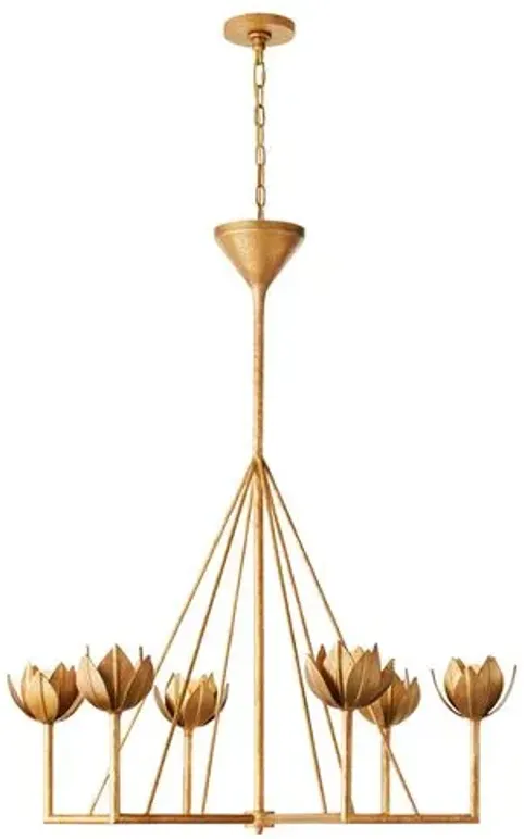 Visual Comfort - Alberto Large Single-Tier Chandelier - Antiqued Gold Leaf