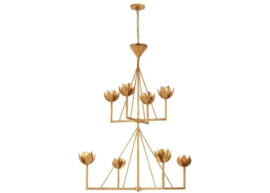 Visual Comfort - Alberto Large Two-Tier Chandelier - Antiqued Gold Leaf