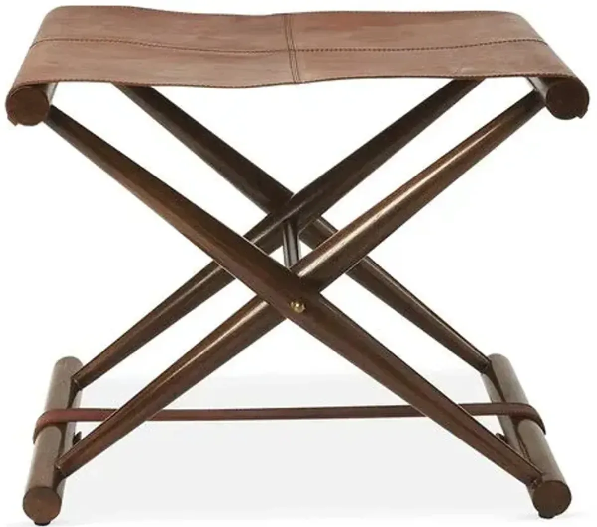 Como Folding Stool - Medium Brown Leather