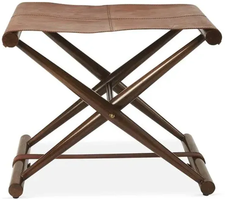 Como Folding Stool - Medium Brown Leather