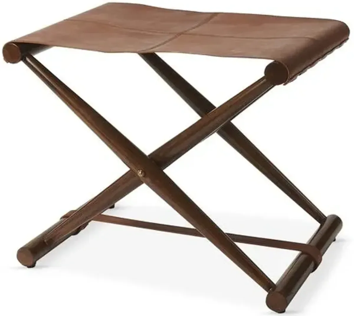 Como Folding Stool - Medium Brown Leather