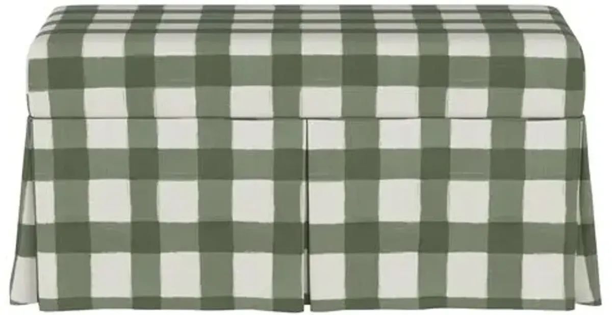 Hayworth Storage Bench - Gingham - Handcrafted in the USA - Green