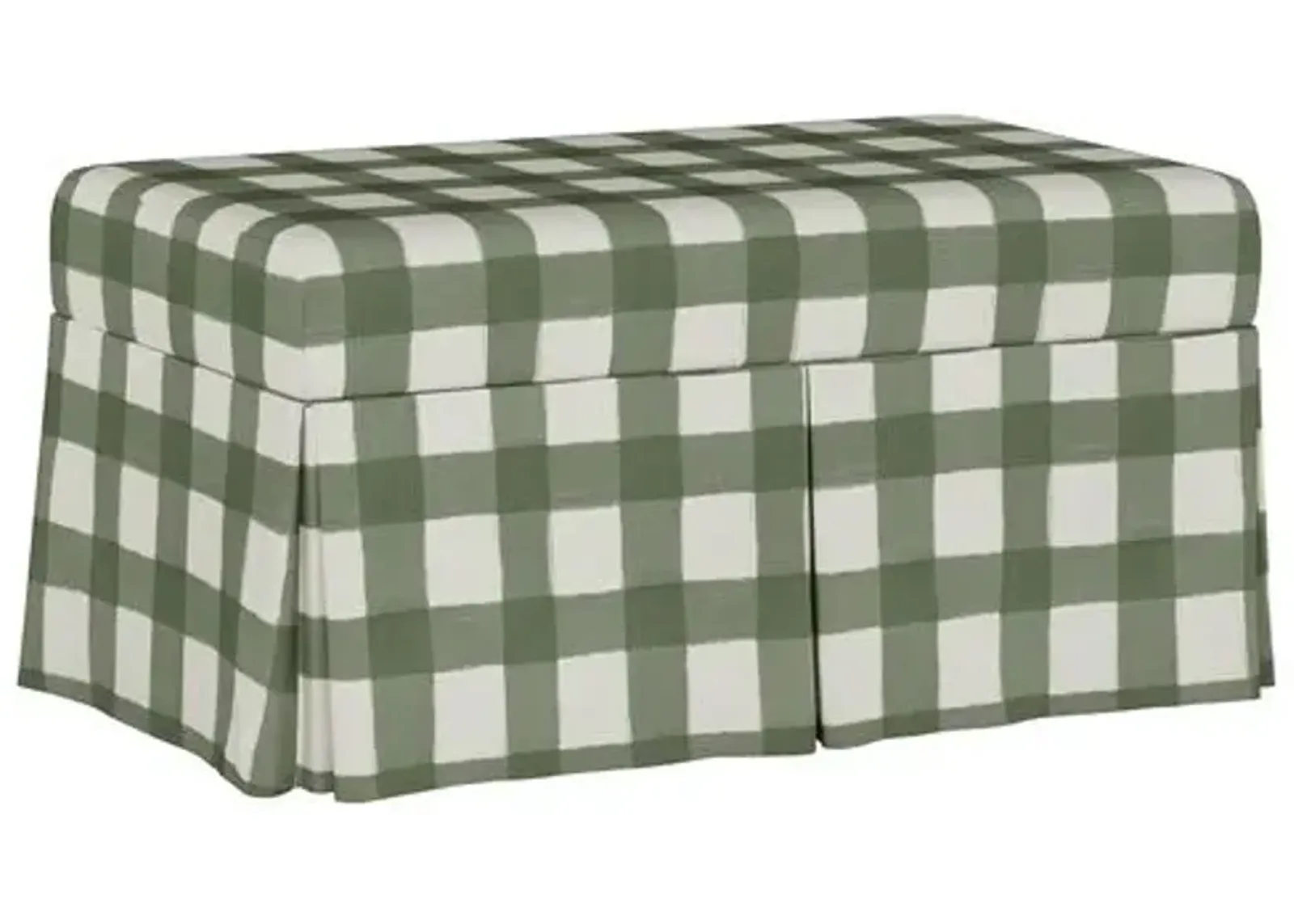 Hayworth Storage Bench - Gingham - Handcrafted in the USA - Green