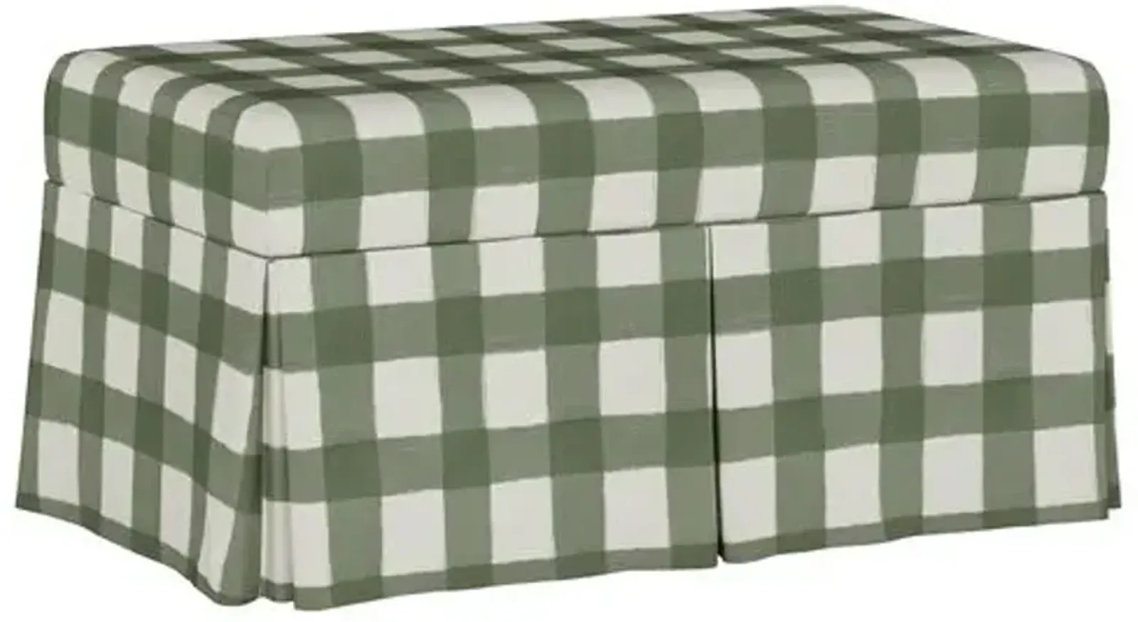 Hayworth Storage Bench - Gingham - Handcrafted in the USA - Green