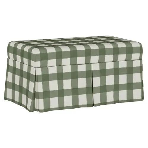 Hayworth Storage Bench - Gingham - Handcrafted in the USA - Green