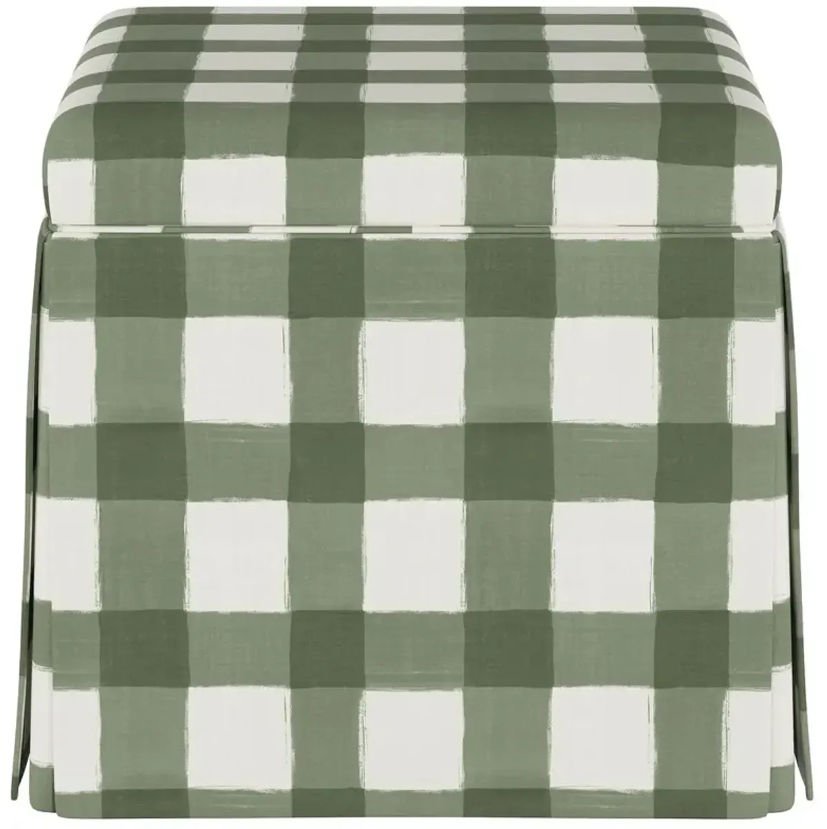 Anne Skirted Storage Ottoman, Green Gingham