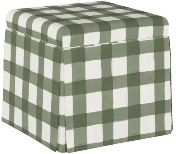 Anne Skirted Storage Ottoman, Green Gingham