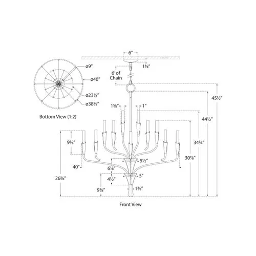 Visual Comfort - Aiden Chandelier - Aged Iron - Black