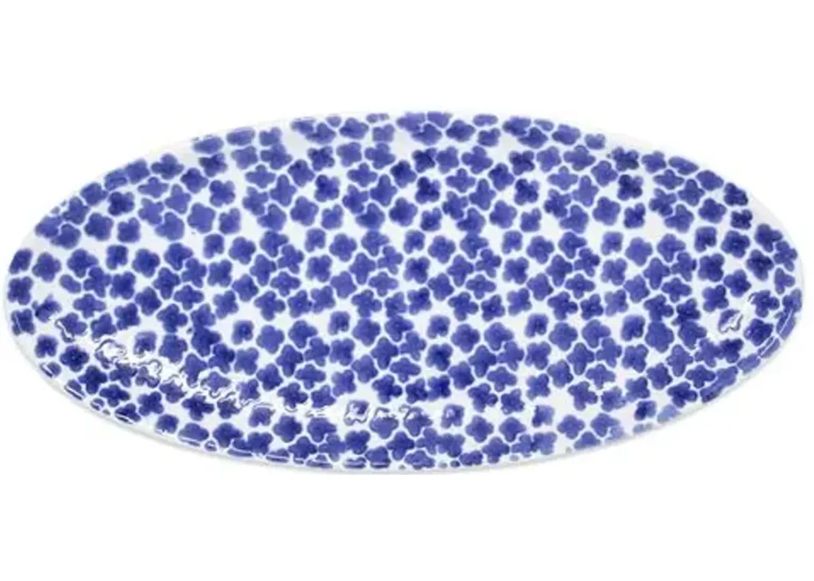 Santorini Flower Oval Platter - White/Blue - VIETRI