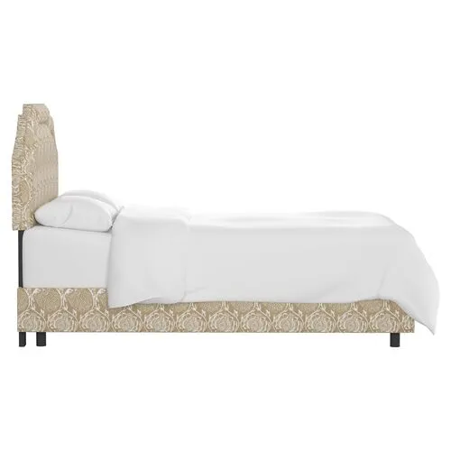 Lola Bed - Ranjit Floral - Handcrafted - Beige