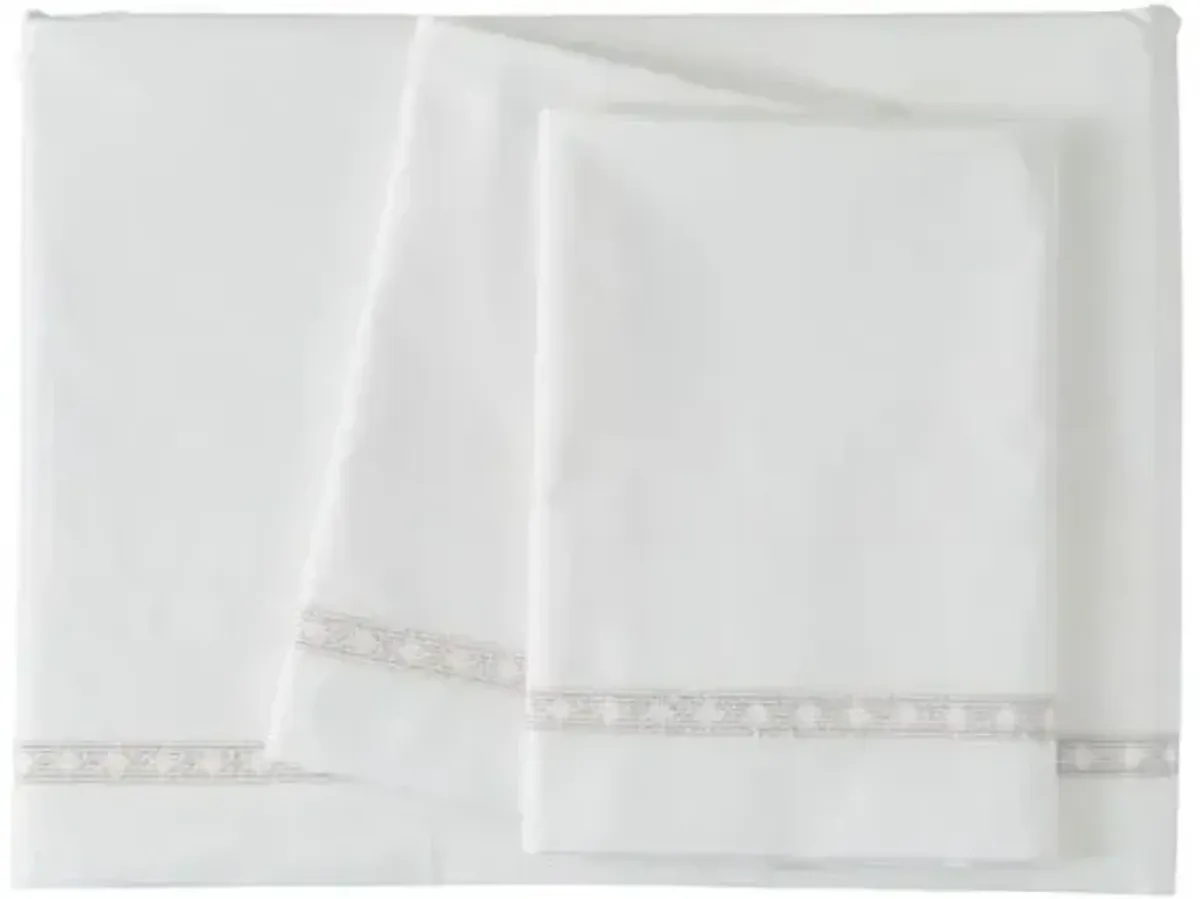 Dace Sheet Set - Silver, 300 Thread Count, Egyptian Cotton Sateen, Soft and Luxurious